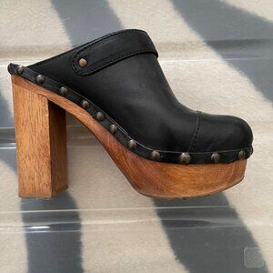 Vintage Steve Madden Platform Clogs Mules 5" Wooden Heels 8 1/2 M